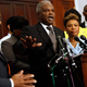Congressional Black Caucus member Rep. David Scott (D-GA) (C) addresses a news conference about health care reform with Chair Rep. Barbara Lee (D-CA) (2nd R), Sen. Roland Burris (D-IL) (L) and other members at the U.S. Capitol September 9, 2009 in Washington, DC. Lee said the caucus expects President Barack Obama to show support for a “robust” public option during his speech to Congress tonight.